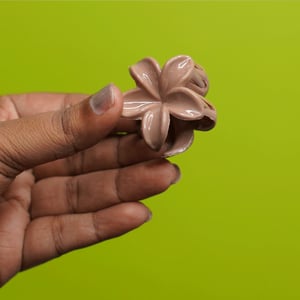 Plumeria Flower Shape Hair Clip - Tan