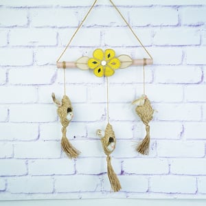 Wall Hanging Hand Craft Jute Nest - Yellow