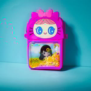 Baby Cartoon Silicon Popit Bag With Stardust - Deep Pink