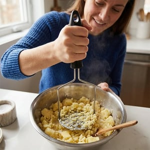 Stainless Steel Potato Masher With Plastic Handle - Black