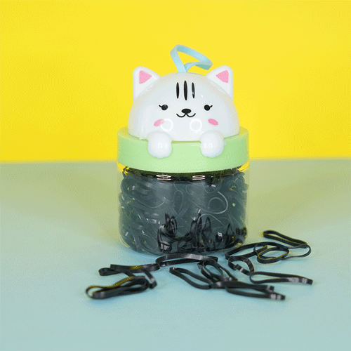 Black Rubber Hair Bands Jar For Baby Girls