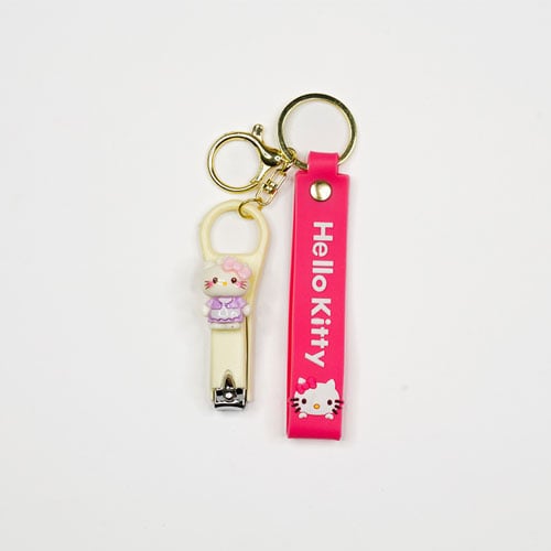 Hello Kitty Key Ring With Nail Clipper - Cream