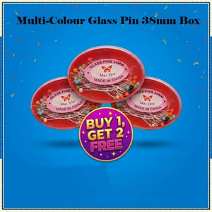 Multi-Colour Glass Pin 38mm Box (Buy 1 Get 2 Free)