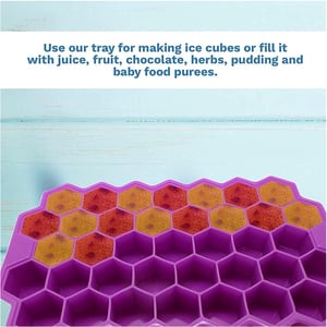 Honeycomb Pattern Ice Cube Trays With Cover - Purple
