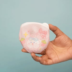 Folding Round Handheld Fan - Pink Rabbit
