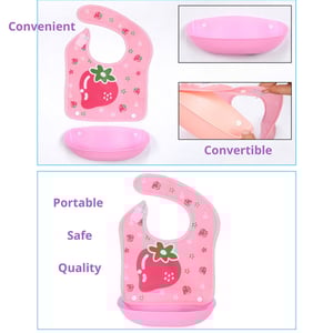 Bib With Portable Tray - Pink
