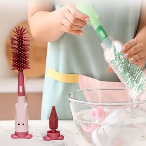 3 In 1 Bottle Cleaner Portable Brush - Faded Red