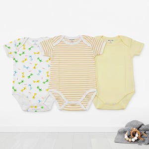 SLQC Comfortable Baby Bodysuits 3pcs L Size (6 - 9 Months) - Green