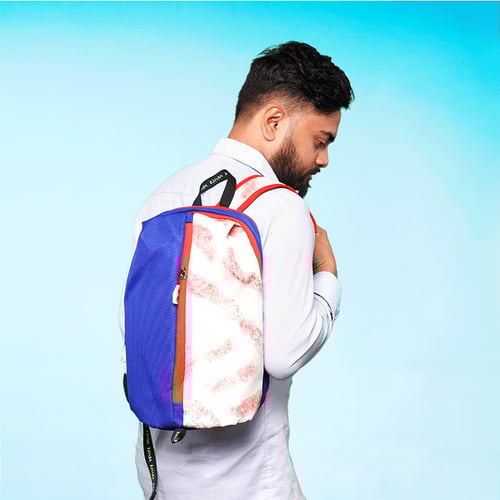 Stripelnc Exclusive Travel Backpack - Blue & Creamy Pink