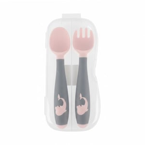Spoon And Fork Set For Baby - Peach Pink