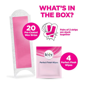 Veet Shea Butter Hair Removal Wax Strips For Normal Skin 20 Strips •
