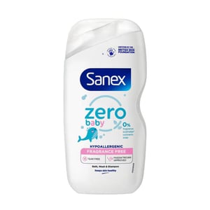 Sanex Zero Baby Hypoallergenic Bath, Wash & Shampoo 450ml - Fragrance Free