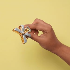 Bow Tie Shape Metal Hair Clip - Silver
