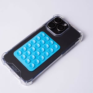 Adhesive Silicone Suction Phone Holder - Sky Blue