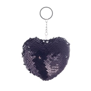 Sequin Soft Heart Key Ring - Black