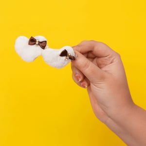 Fluffy Heart Hair Clip 1pair - White