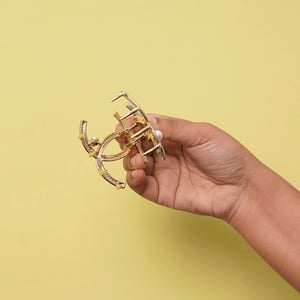 Chanel Style Metal Hair Clip - Silver