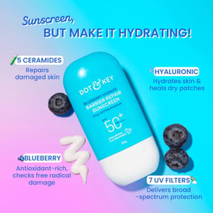 Dot & Key Blueberry Hydrate Barrier Repair Sunscreen With Hyaluronic And 5 Ceramides 50ml SPF 50+ PA++++ •