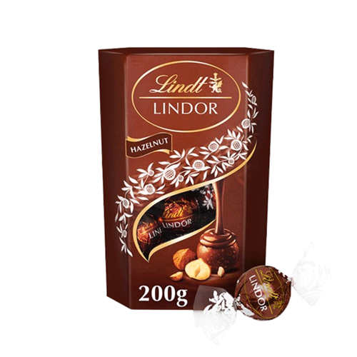 Lindt LINDOR Milk Hazelnut Chocolate Truffles Box 200g •