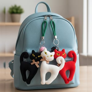 Fancy Cat With Rattle Ball Key Ring - Black