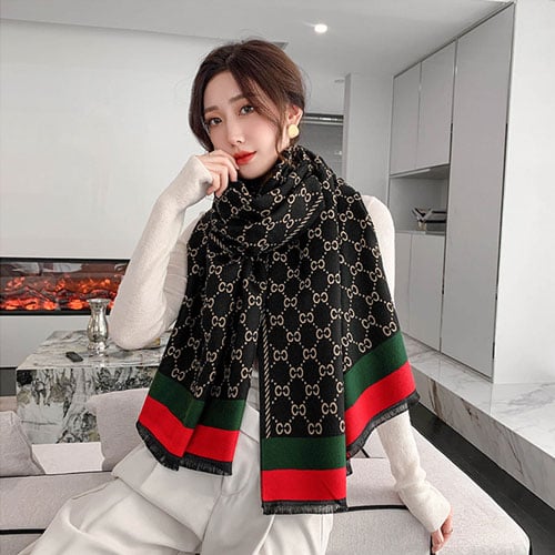 Trendy Korean Style Cashmere Shawl - Gucci Pattern