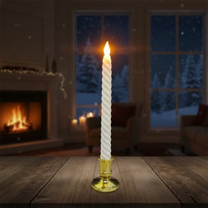 Twisted LED Candle With Holder