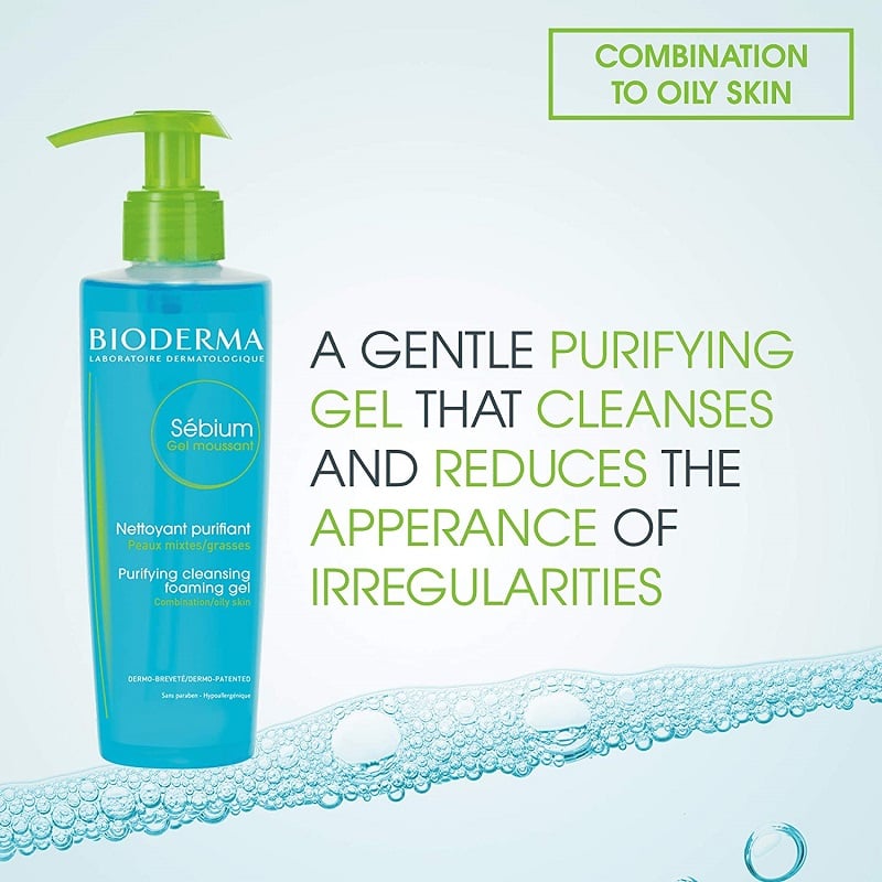 Bioderma Sebium Gel Moussant Purifying Cleansing Foaming Gel for Combination to Oil Skin 200ml