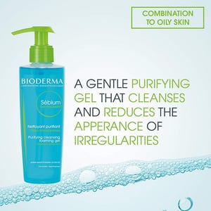 Bioderma Sebium Gel Moussant Purifying Cleansing Foaming Gel for Combination to Oil Skin 200ml•