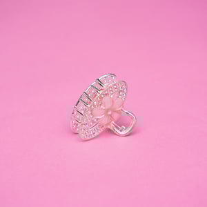 Oval Shape Rhinestone Hair Clip - Peach Pink