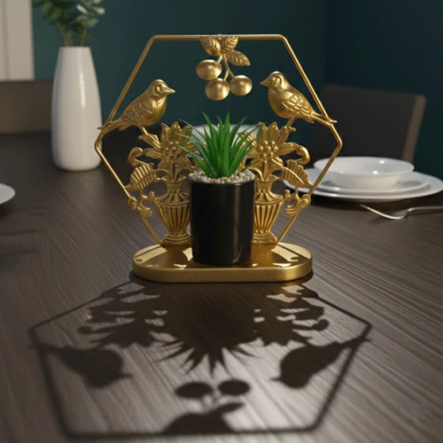 Golden Songbird And Berry Succulent Plant Frame Pot