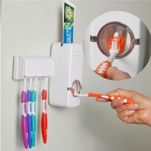 Tooth Paste Dispenser With Tooth Brush Holder