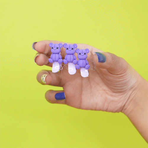 Cute Doll Mini Hair Clip 3pcs Set - Purple
