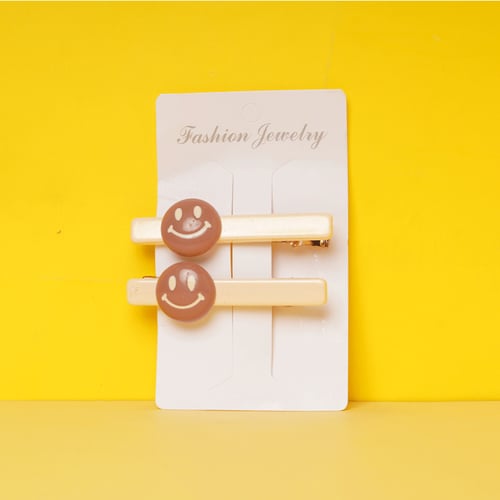 Smiling Baby Hair Clip - Cream & Chocolate