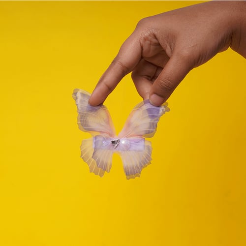 Semi Transparent Net Butterfly Hairclip 1pcs - Purple & White