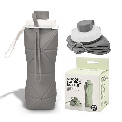 Silicone Folding Bottle 600ml - Grey