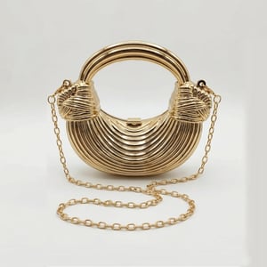 Gold Metallic Crescent Clutch Bag
