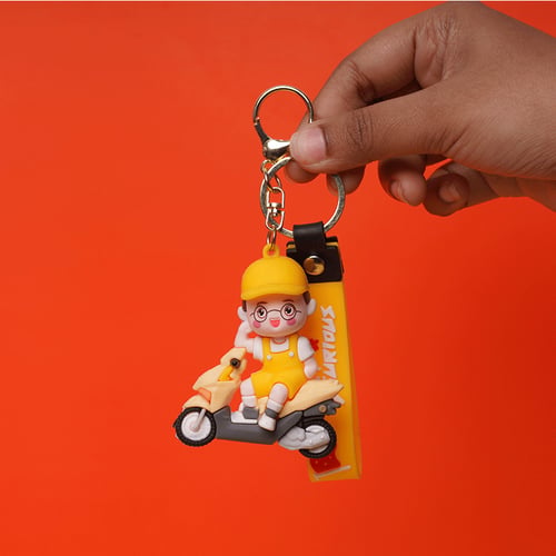 Silicon Scooty Boy Keyring - Yellow