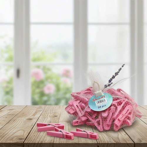 Plastic Clothes Pegs 50pcs - Pink