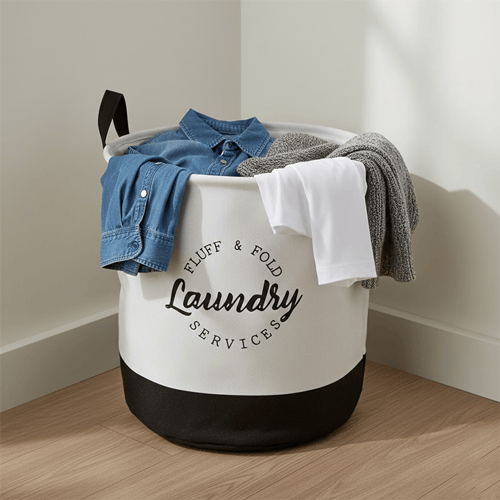 Cloth Storage Basket - Black And White