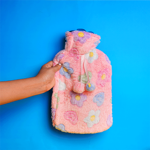 Hot Water Bag with Soft Fleece Cover - Pink