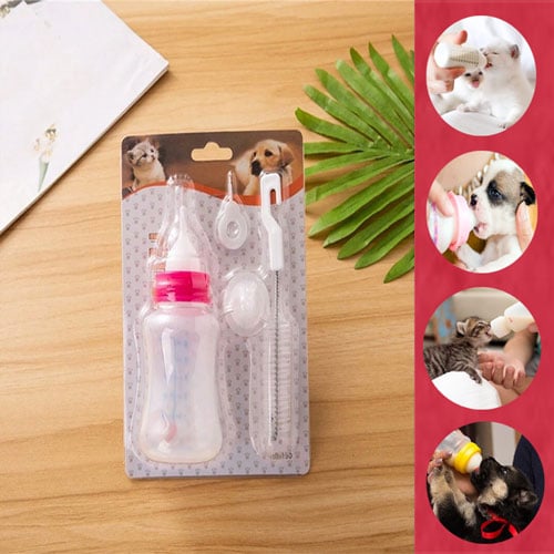 Feeding Bottle & Cleaning Set For Pets - Pink