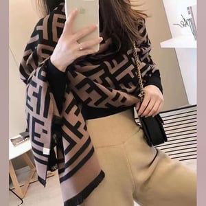 Trendy Korean Style Cashmere Shawl - Fendi Pattern