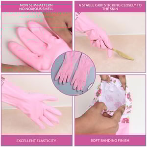 Disposable Rubber Hand Gloves With Floral Print - Pink