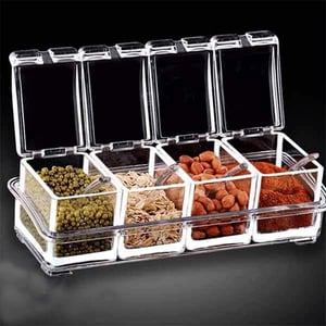 Multi-Compartment Crystal Seasoning Storage Box