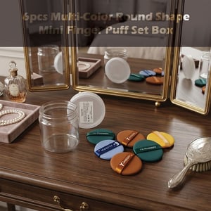 6pcs Multi-Color Round Shape Mini Finger Puff Set Box