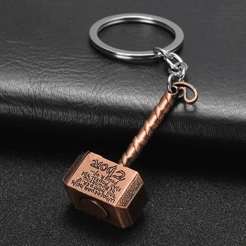 Thor Hammer Marvel Key Ring - Bronze
