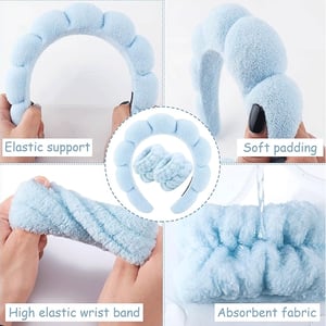 Sweet Beauty Spa Headband & Wristband Set - Baby Blue