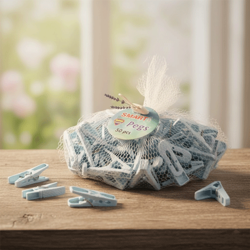 Plastic Clothes Pegs 50pcs - Sky Blue