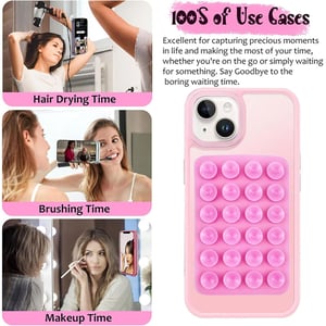 Adhesive Silicone Suction Phone Holder - Pink