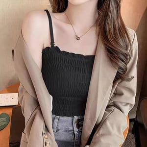 Adjustable Padded Crop Top - Black